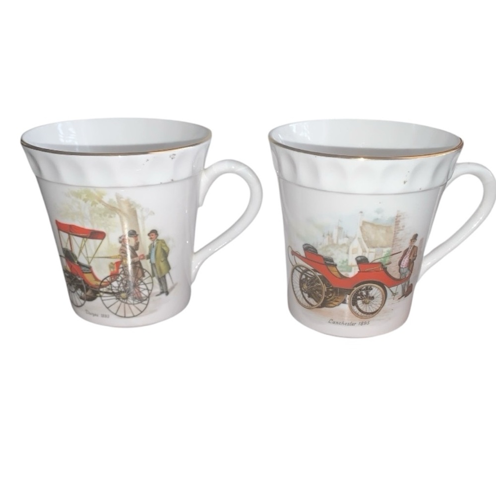 Staffordshire Vintage Car Design Ceramic Mugs